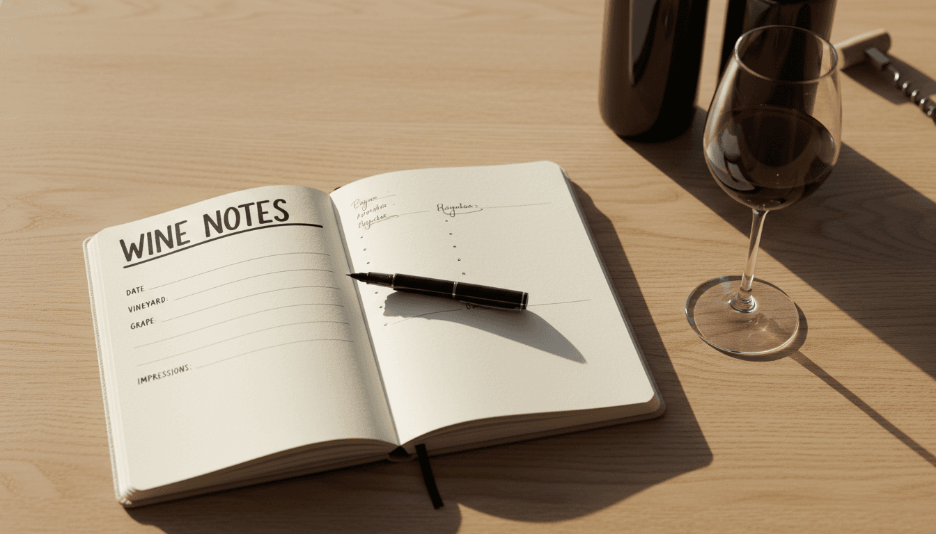 Wine tasting notes and personal preferences documented
