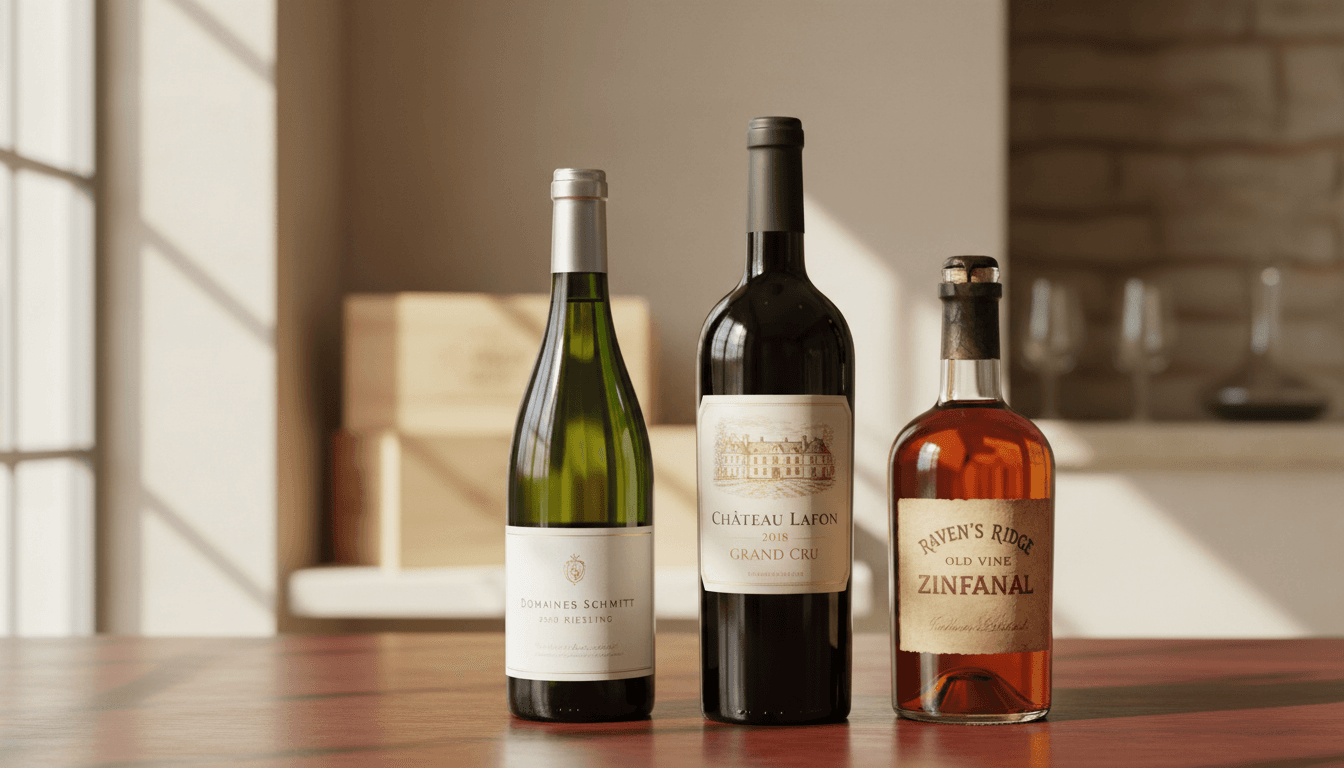 Three curated wine bottles selected for a client