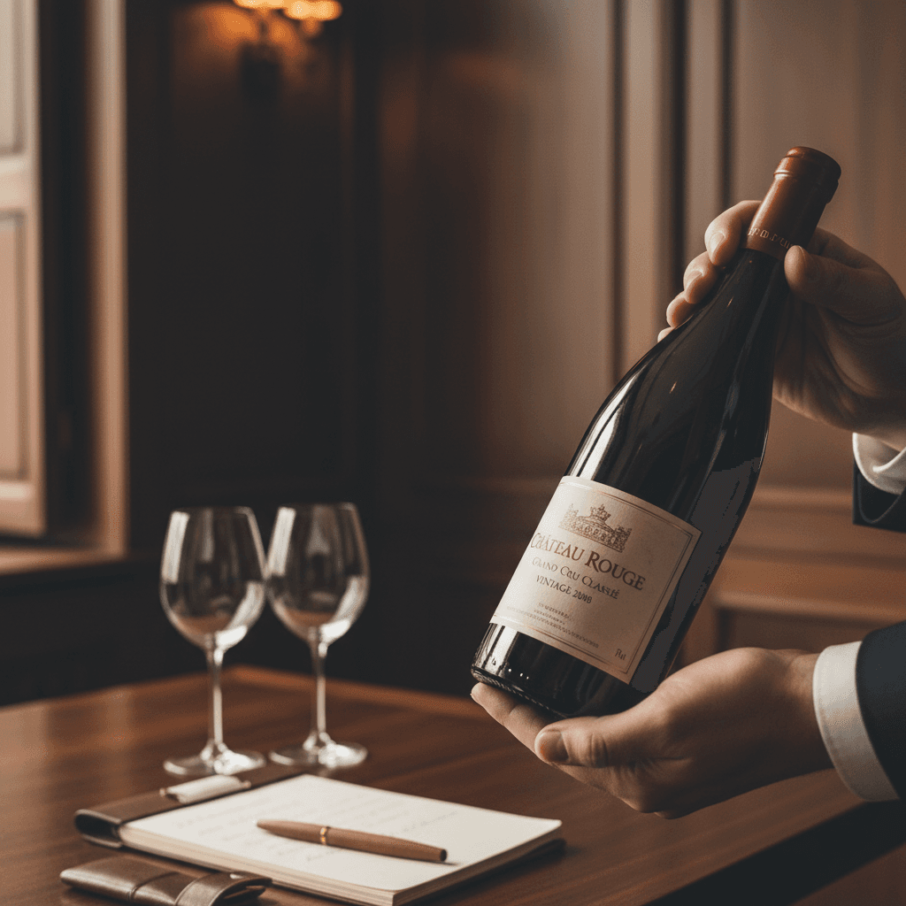 Expert pouring curated wine during tasting